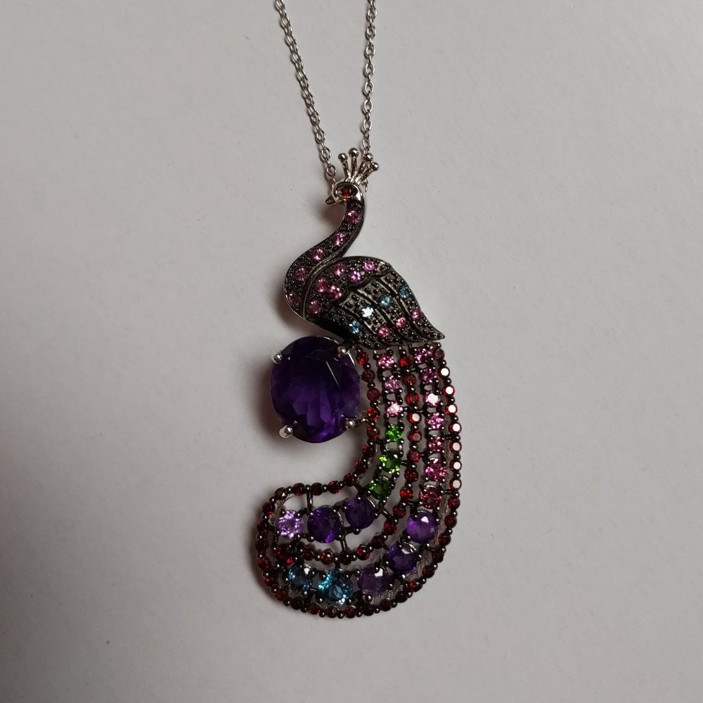 MULT GEM PEACOCK PENDANT
